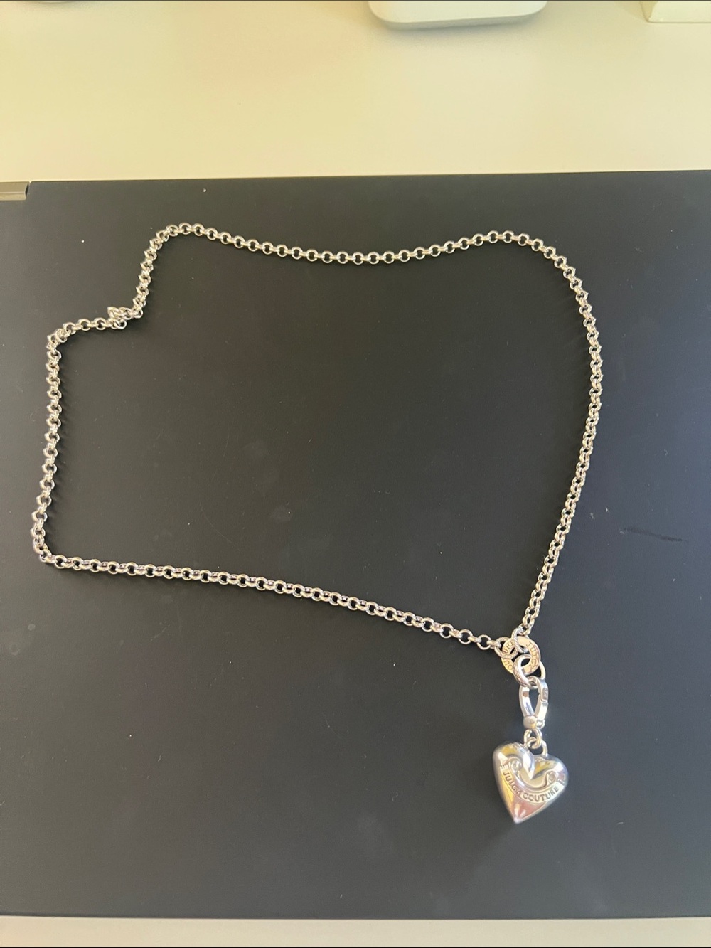 Juicy Couture Silver Heart Charm Pendant Necklace